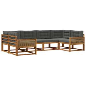 Zunanja garnitura za sedenje 6 pcs Naravna in antracitna