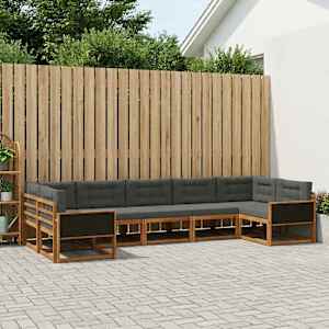 Zunanja garnitura za sedenje 7 pcs Naravna in antracitna