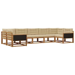 Zunanja garnitura za sedenje z blazino 7 pcs Naravna in bež