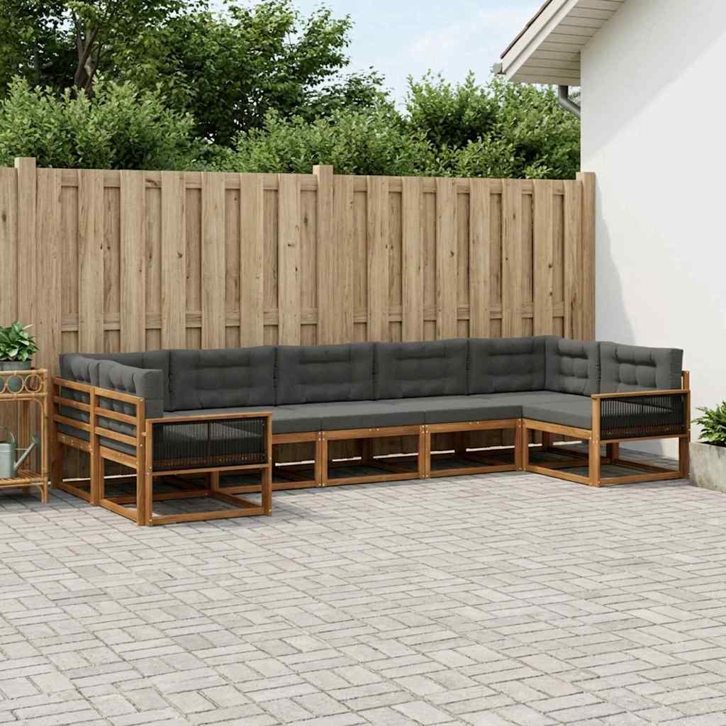 vidaXL Set de canapele de exterior cu pernă 7 pcs Natural și Antracit
