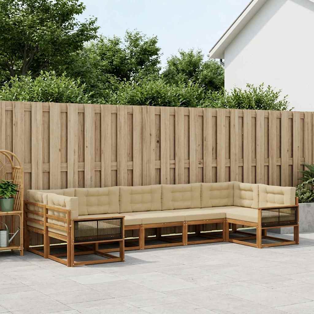 Venkovní pohovková souprava 7 pcs Přirozená a Béžová