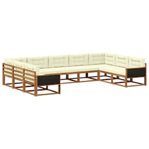 Zunanja garnitura za sedenje z blazino 9 pcs Naravna in smetana