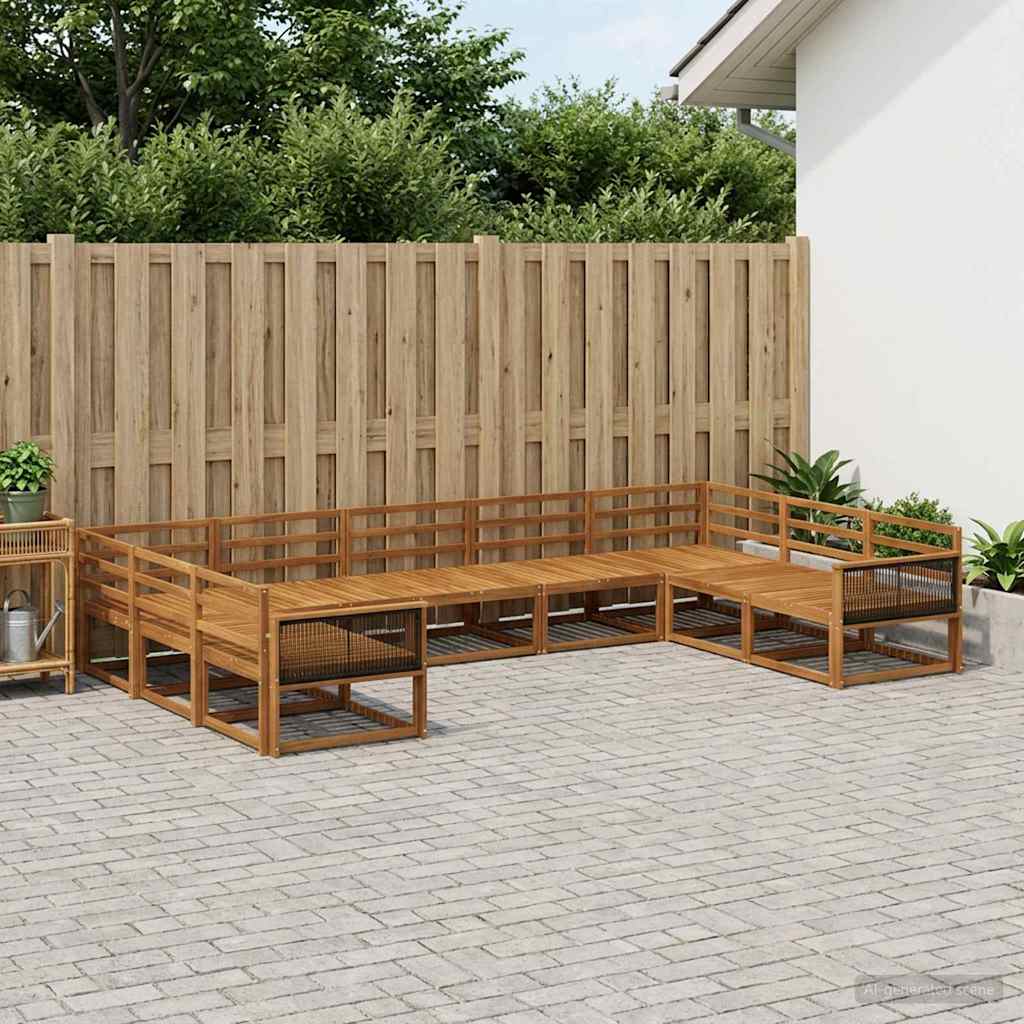 vidaXL Set de canapele de exterior 9 pcs natural Lemn Solid de Acacia
