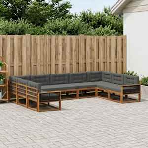 Zunanja garnitura za sedenje 9 pcs Naravna in antracitna