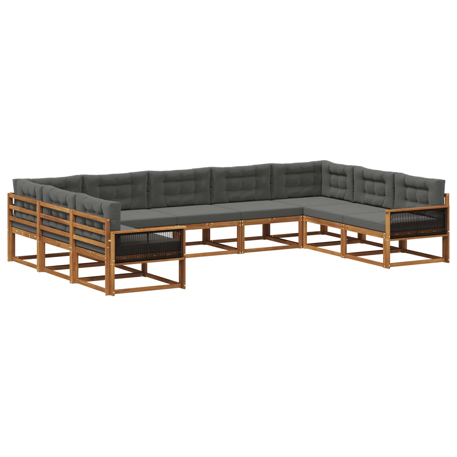 vidaXL Set de canapele de exterior cu pernă 9 pcs Natural și Antracit