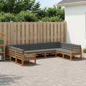Zunanja garnitura za sedenje 9 pcs Naravna in antracitna
