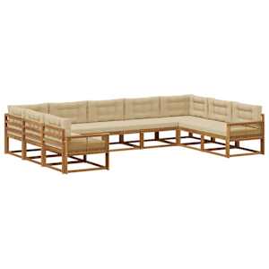 Zunanja garnitura za sedenje z blazino 9 pcs Naravna in bež