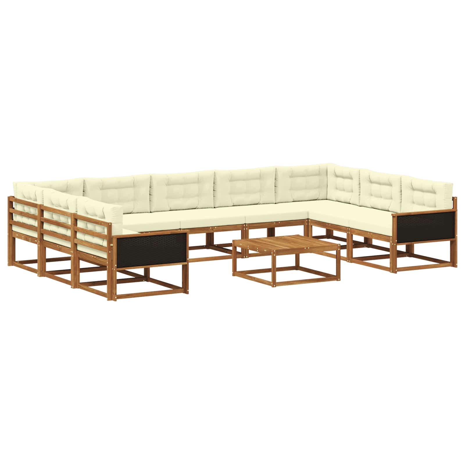 vidaXL Set de canapele de exterior cu pernă 10 pcs Natural și Crem