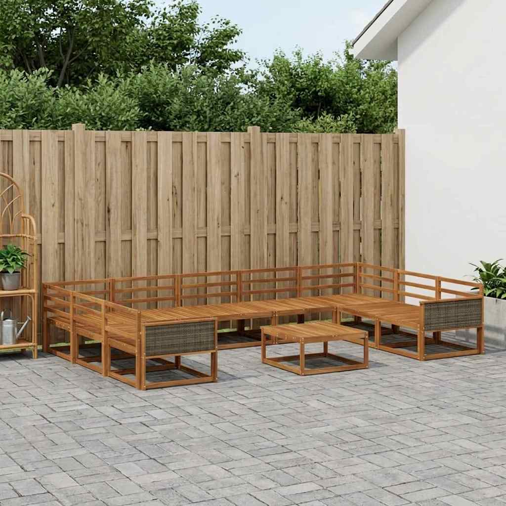 vidaXL Set de canapele de exterior 10 pcs natural Lemn Solid de Acacia