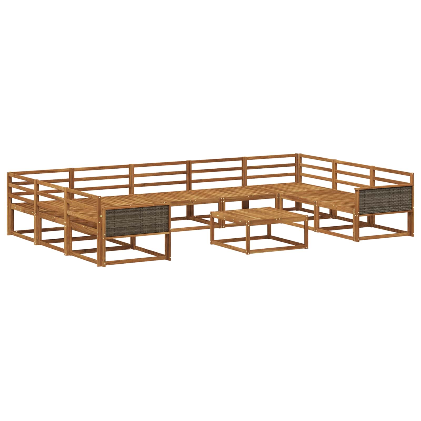 vidaXL Set de canapele de exterior 10 pcs natural Lemn Solid de Acacia