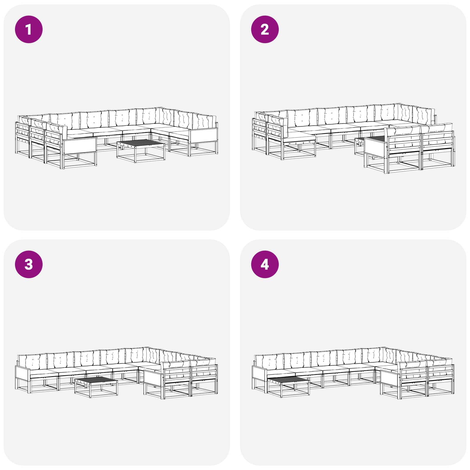 Zunanja garnitura za sedenje 10 pcs Naravna in svetlo siva - slika 7
