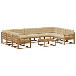 Zunanja garnitura za sedenje z blazino 10 pcs Naravna in bež