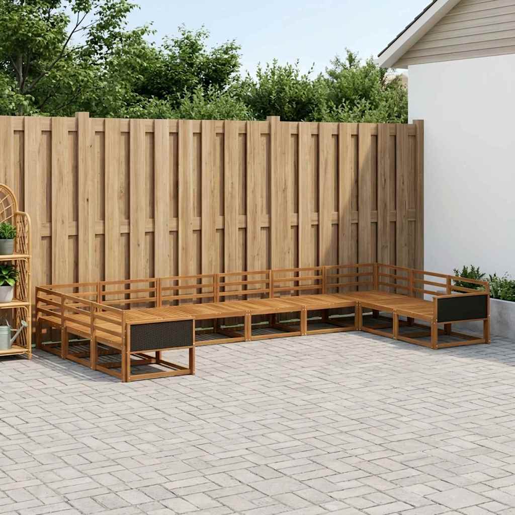 vidaXL Set de canapele de exterior 10 pcs natural Lemn Solid de Acacia