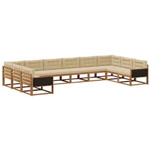 Zunanja garnitura za sedenje z blazino 10 pcs Naravna in bež