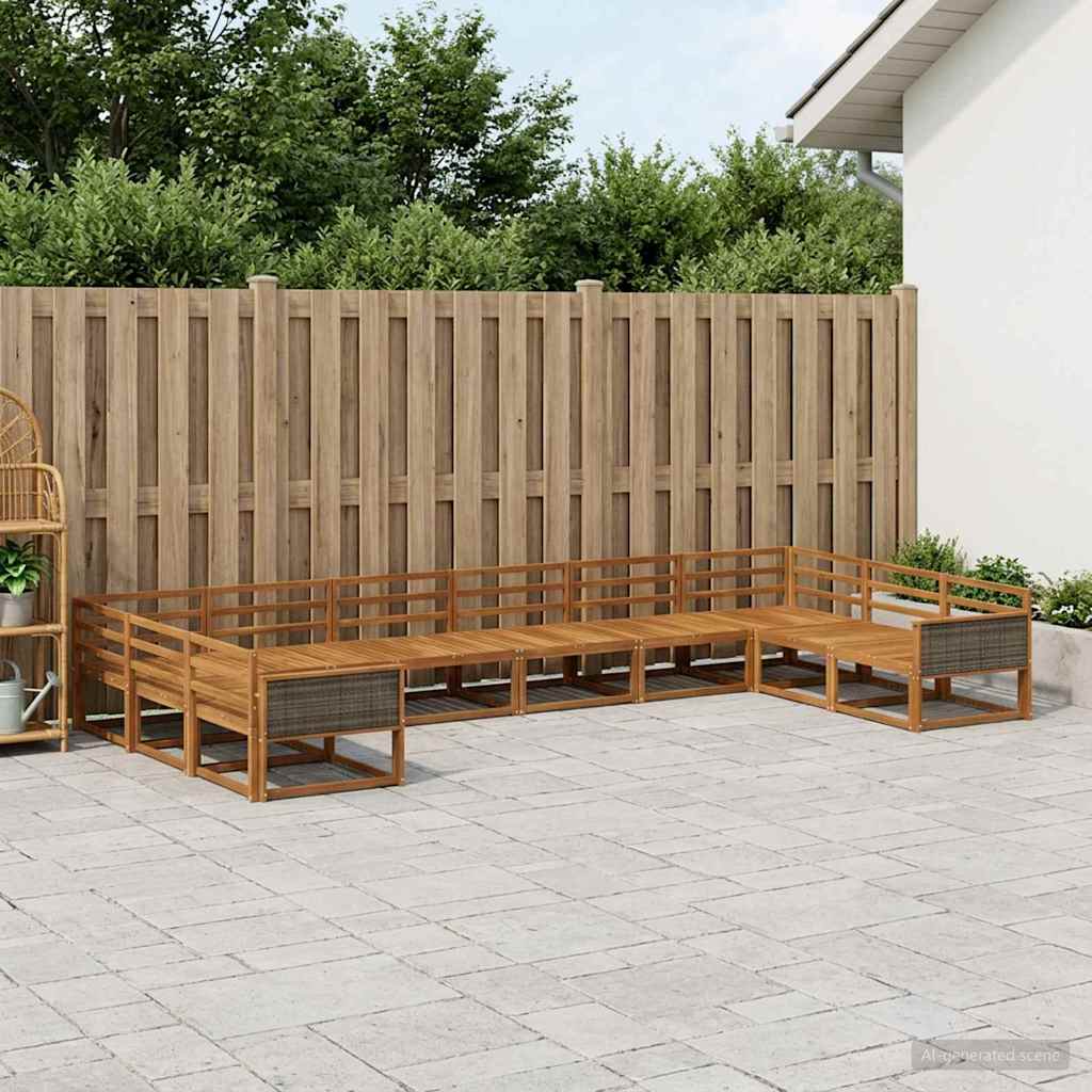 vidaXL Set de canapele de exterior 10 pcs natural Lemn Solid de Acacia