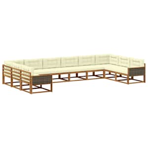 Zunanja garnitura za sedenje 10 pcs Naravna in smetana