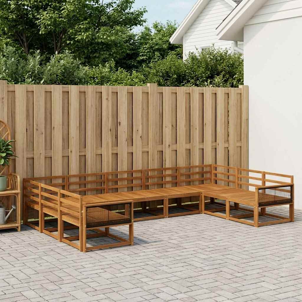 vidaXL Set de canapele de exterior 10 pcs natural Lemn Solid de Acacia