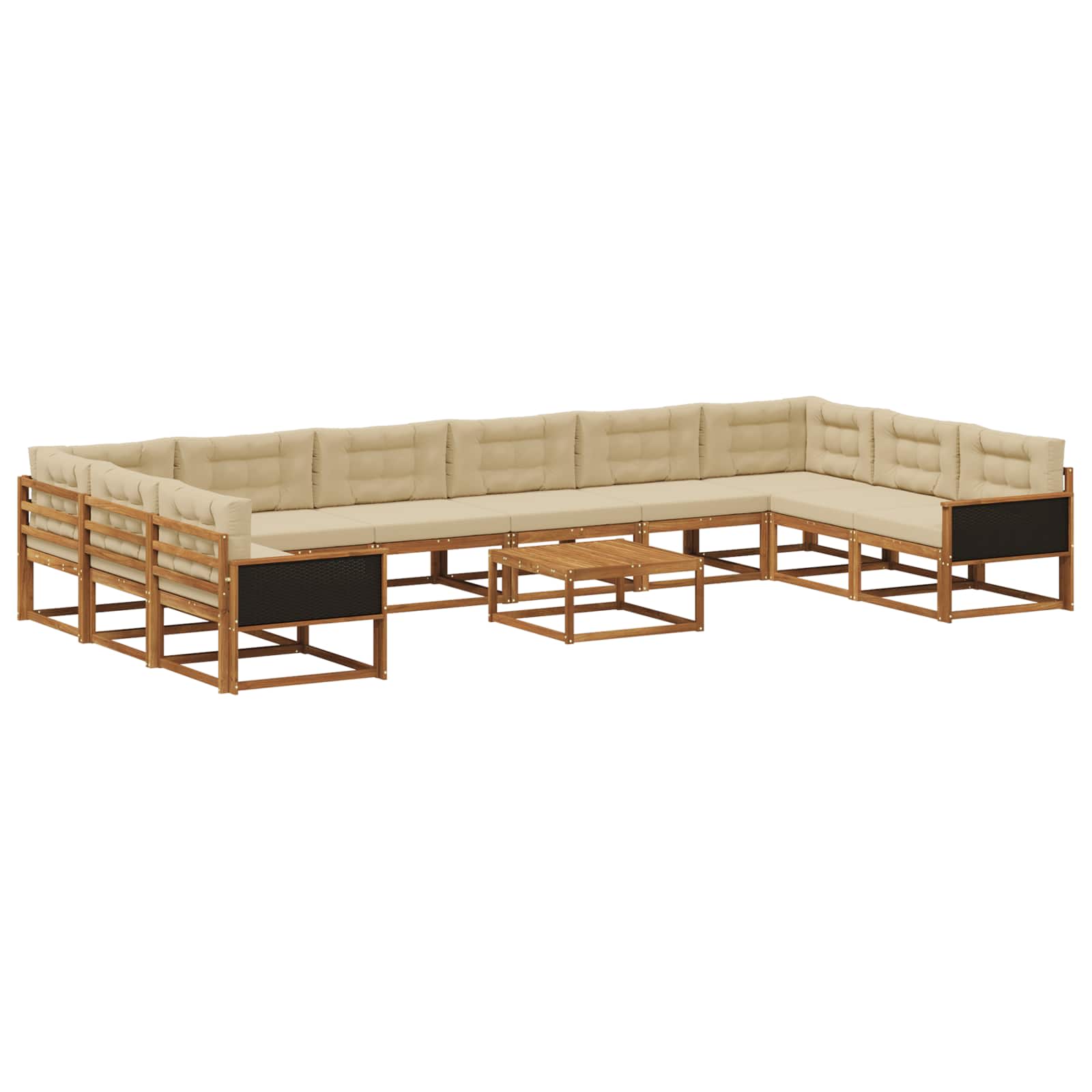 vidaXL Set de canapele de exterior cu pernă 11 pcs Natural și Bej