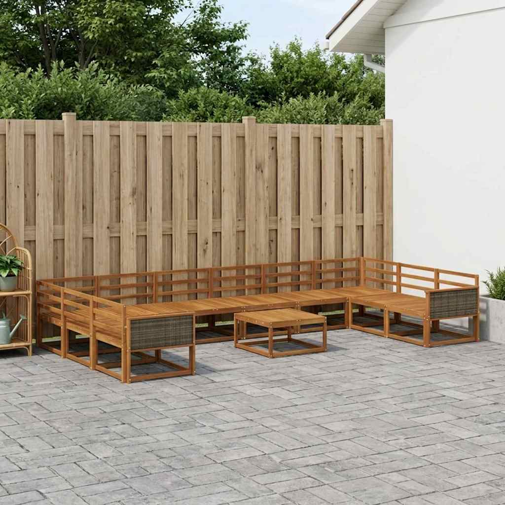 vidaXL Set de canapele de exterior 11 pcs natural Lemn Solid de Acacia