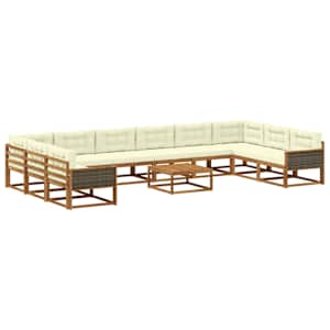 Zunanja garnitura za sedenje 11 pcs Naravna in smetana