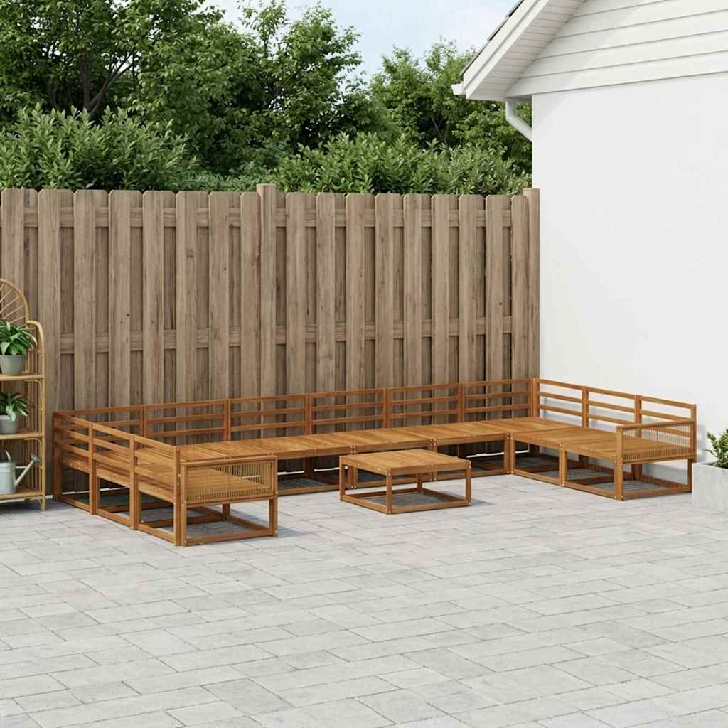 vidaXL Set de canapele de exterior 11 pcs natural Lemn Solid de Acacia