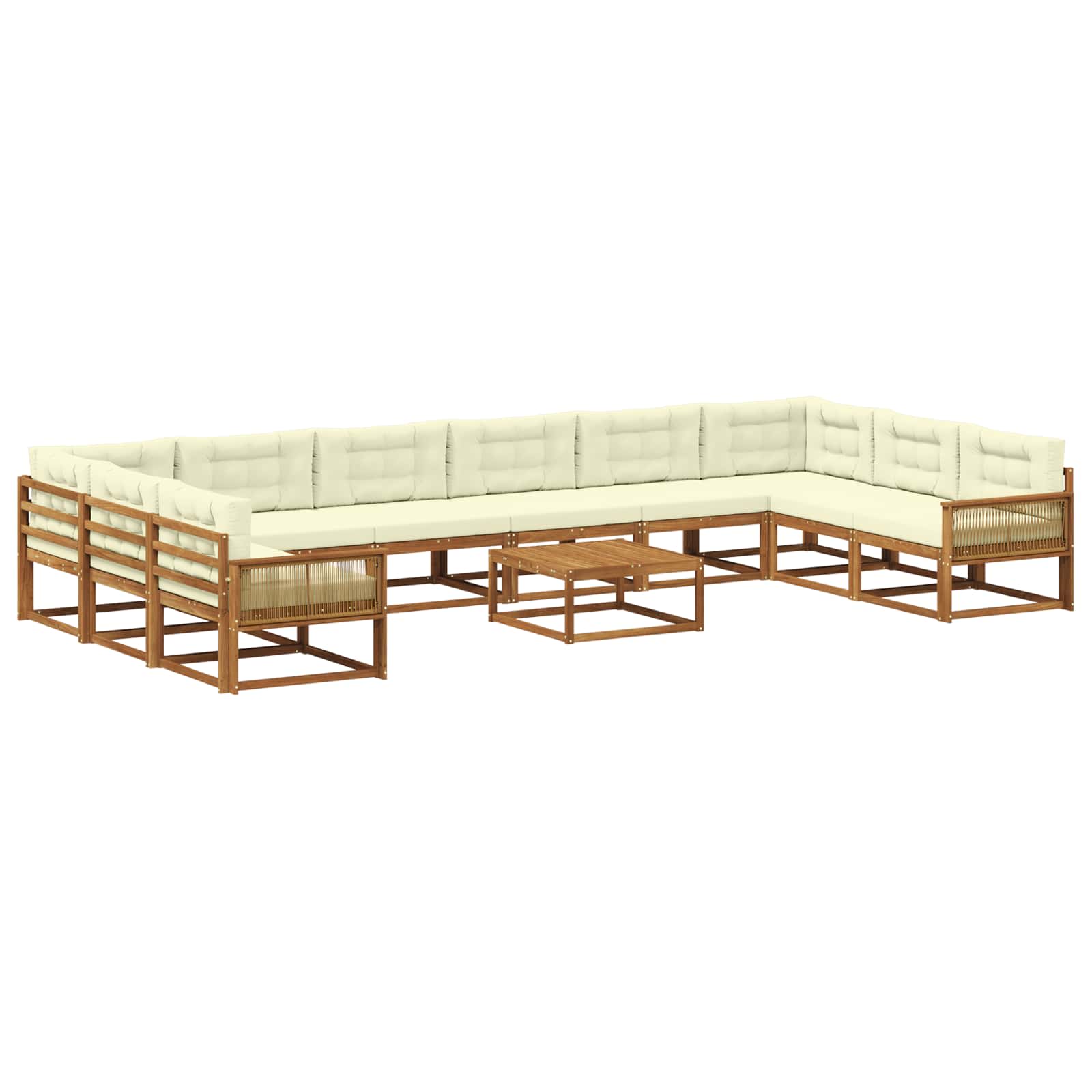 vidaXL Set de canapele de exterior cu pernă 11 pcs Natural și Crem
