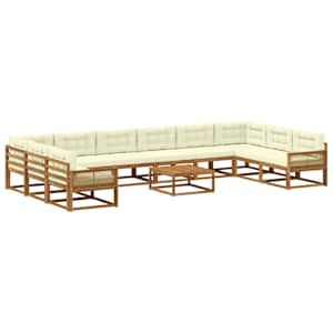 Zunanja garnitura za sedenje 11 pcs Naravna in smetana