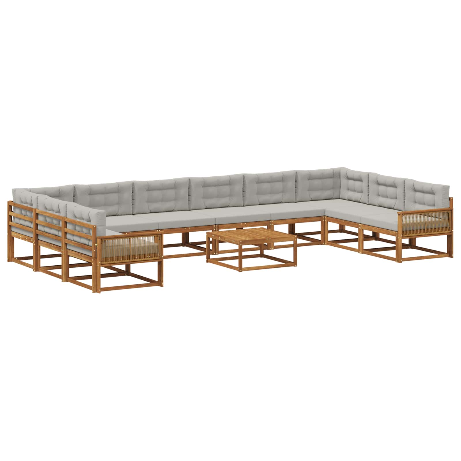 vidaXL Set de canapele de exterior 11 pcs Natural și gri deschis