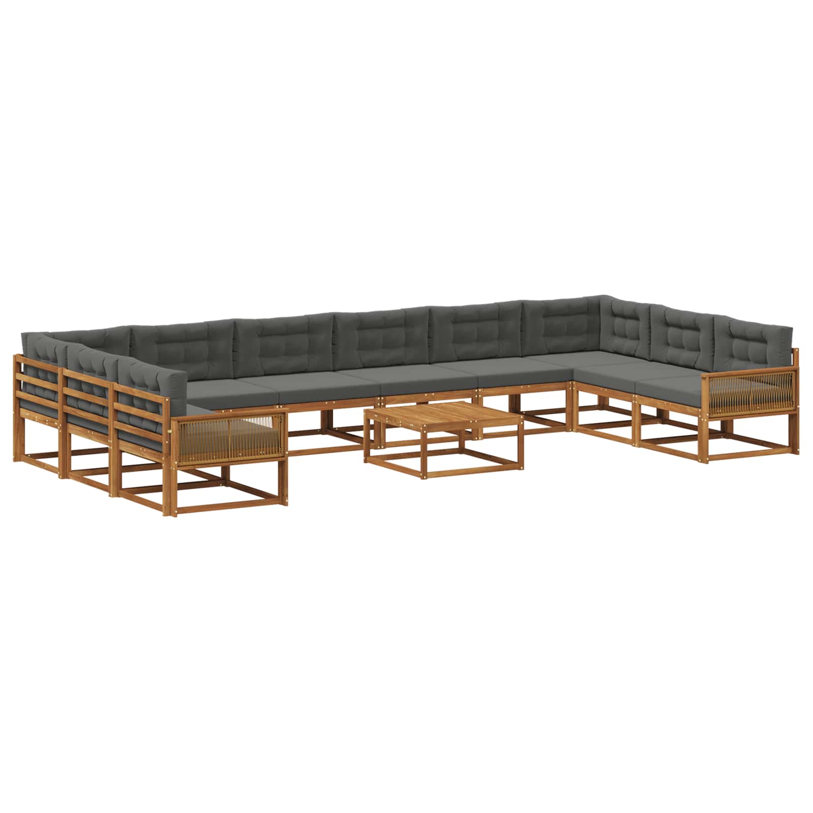 vidaXL Set de canapele de exterior cu pernă 11 pcs Natural și Antracit