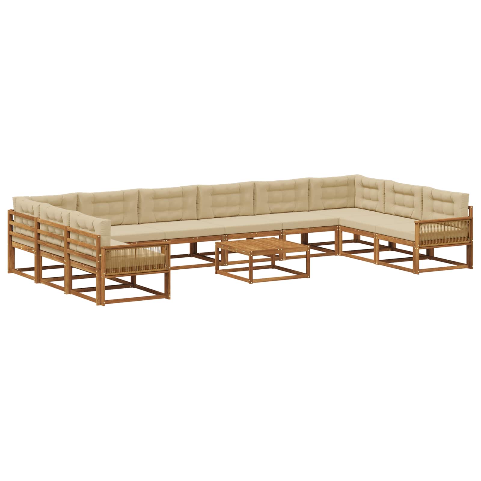 vidaXL Set de canapele de exterior cu pernă 11 pcs Natural și Bej
