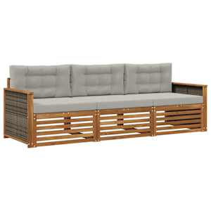 Zunanja garnitura za sedenje 3 pcs Naravna in svetlo siva