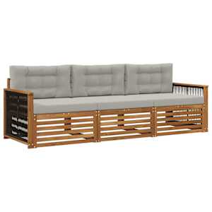 Zunanja garnitura za sedenje 3 pcs Naravna in svetlo siva