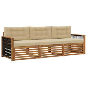 Zunanja garnitura za sedenje z blazino 3 pcs Naravna in bež