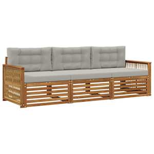 Zunanja garnitura za sedenje 3 pcs Naravna in svetlo siva