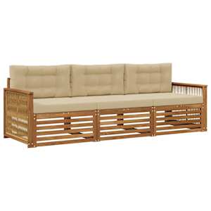 Zunanja garnitura za sedenje z blazino 3 pcs Naravna in bež