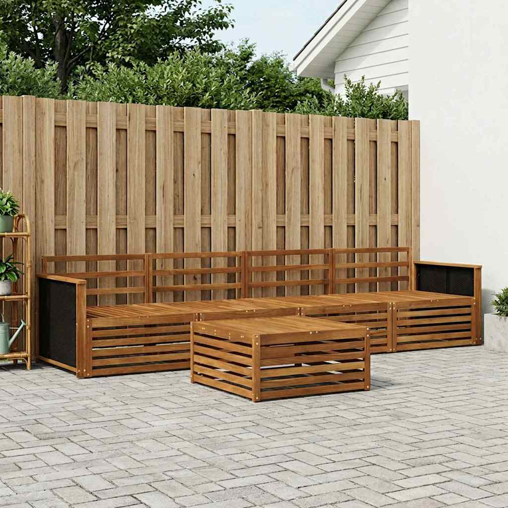 Buiten bankenset 5 pcs Naturel Massief Acaciahout image 1