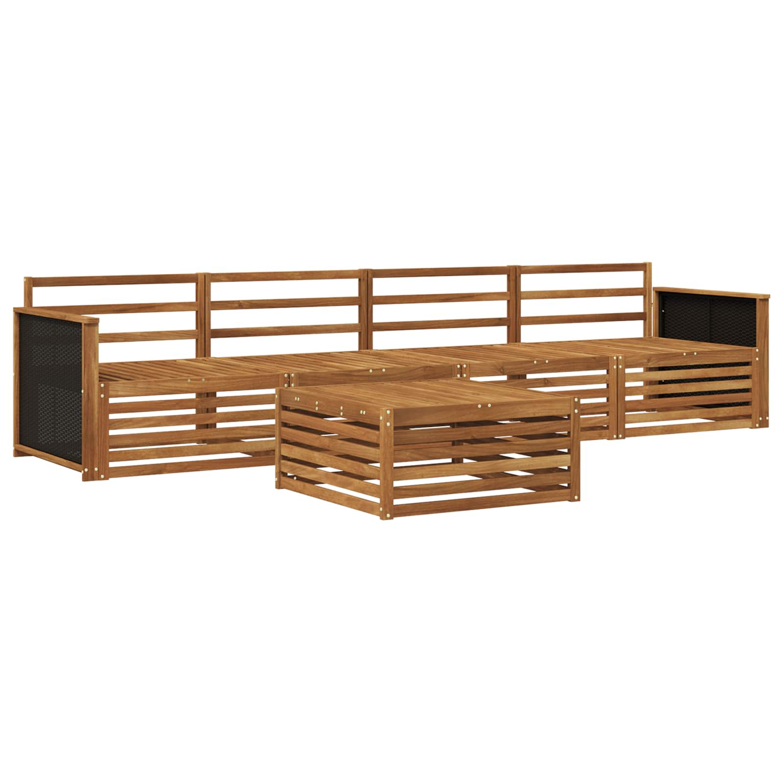 Buiten bankenset 5 pcs Naturel Massief Acaciahout image 2