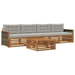 Zunanja garnitura za sedenje 5 pcs Naravna in svetlo siva