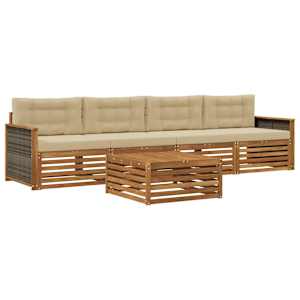 Zunanja garnitura za sedenje z blazino 5 pcs Naravna in bež