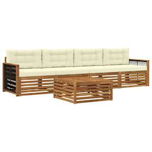 Zunanja garnitura za sedenje z blazino 5 pcs Naravna in smetana