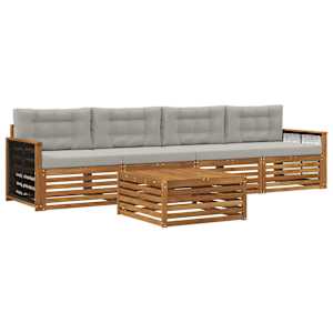 Zunanja garnitura za sedenje 5 pcs Naravna in svetlo siva