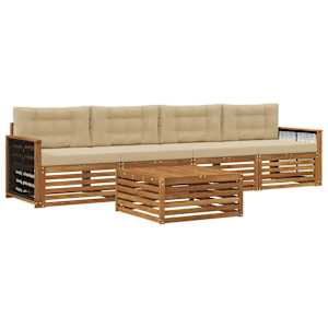 Zunanja garnitura za sedenje z blazino 5 pcs Naravna in bež