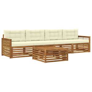 Zunanja garnitura za sedenje z blazino 5 pcs Naravna in smetana