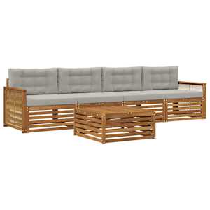 Zunanja garnitura za sedenje 5 pcs Naravna in svetlo siva