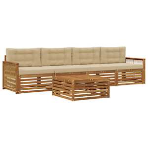 Zunanja garnitura za sedenje z blazino 5 pcs Naravna in bež