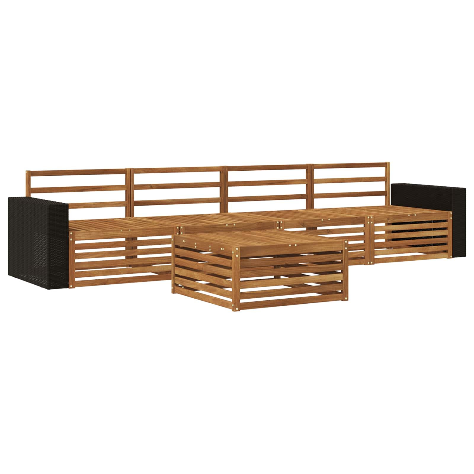 Buiten bankenset 5 pcs Naturel Massief Acaciahout image 2
