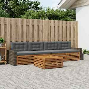 Zunanja garnitura za sedenje 5 pcs Naravna in antracitna