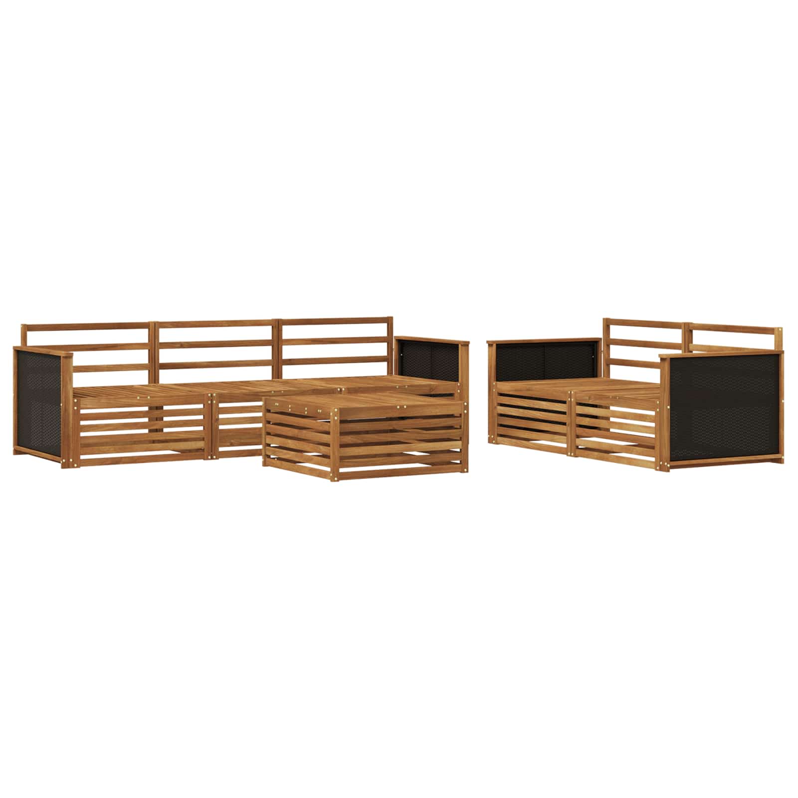 Buiten bankenset 6 pcs Naturel Massief Acaciahout image 2