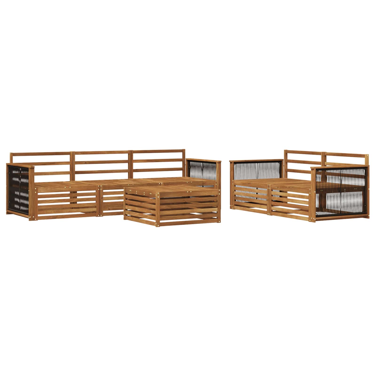 Buiten bankenset 6 pcs Naturel Massief Acaciahout image 1