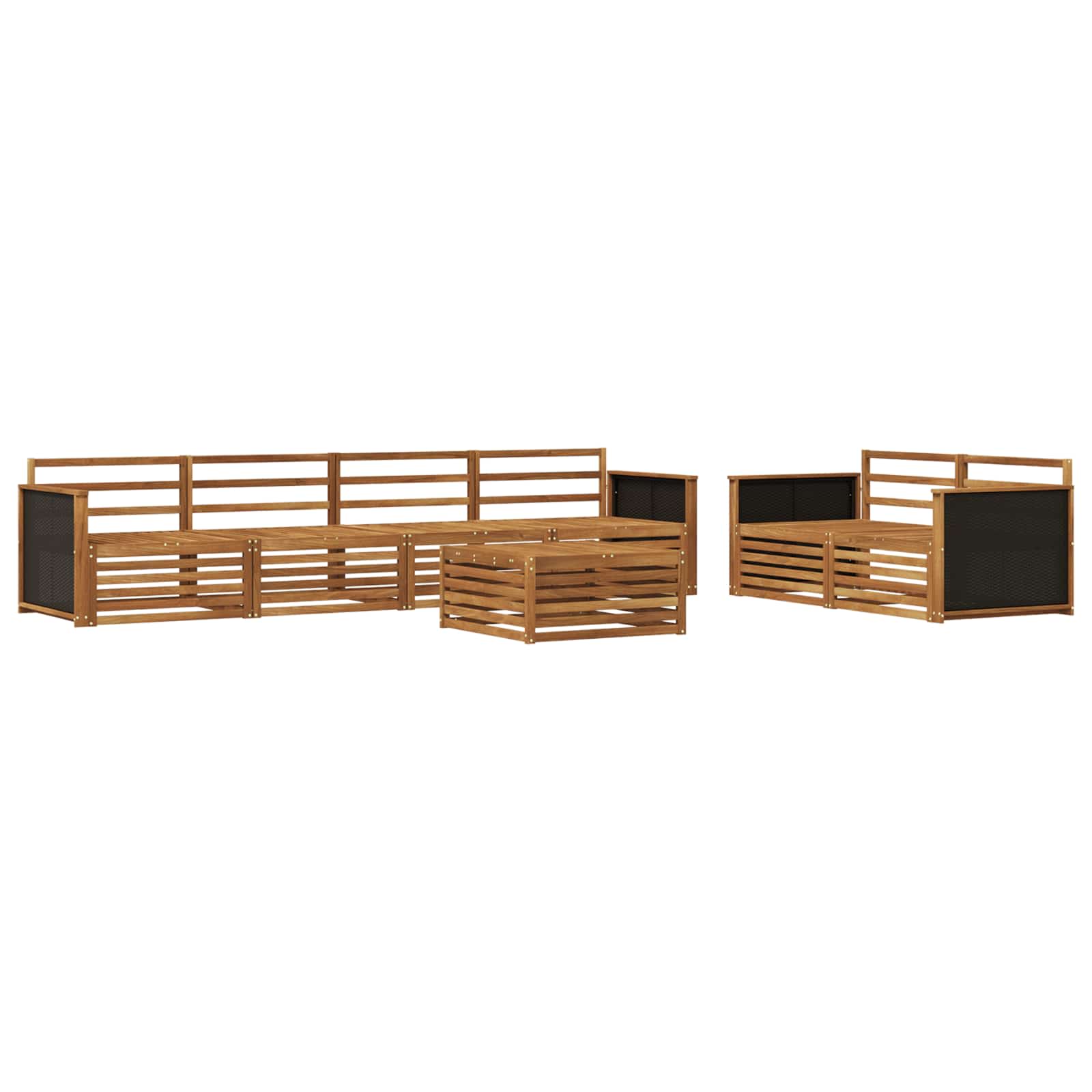 Buiten bankenset 7 pcs Naturel Massief Acaciahout image 1